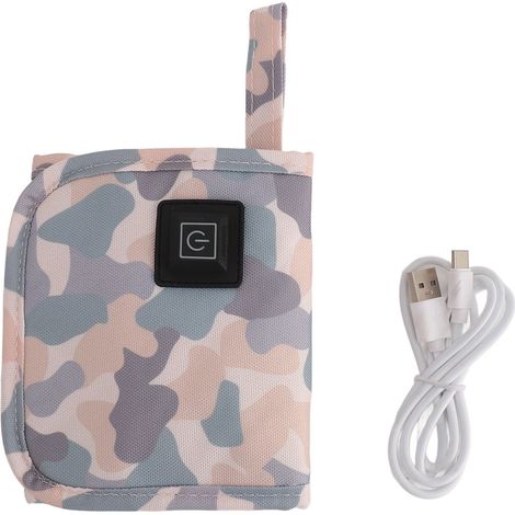 Soavoa Chauffe-Biberon USB Portable Gris Blanc Avec Housse Isolante Pour Bébé En Voyage Ou À La Maison 1 Pièce (1/4)