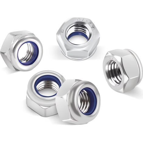 Ecrou M8 Inox, 50 pièces Écrou Nylstop Inox M8 A2 V2A DIN 985 (1/5)