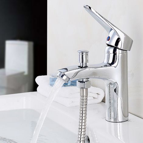 Ceraplan Bathroom Faucet, Deck Mounted on Bathtub, 15.3 cm Projection, Silky Black