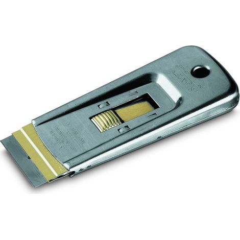 Stanley – Gratte-vitre métal 95 mm – Lame rétractable 40 mm – Corps métallique robuste – Enlève peinture et colle sans traces