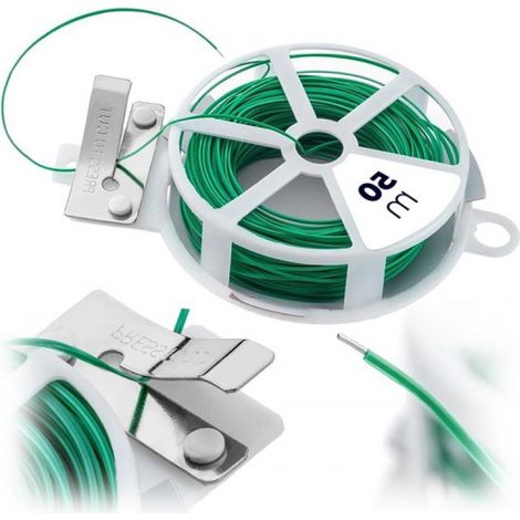 Fil de jardin avec coupe-fil - Fil de tuteurage pour plantes - Support pour plantes - Coupe-fil intégré - 50 mètres - Vert (1/5)