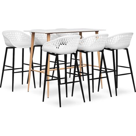 vidaXL 7 Piece Bar Set White (1/5)