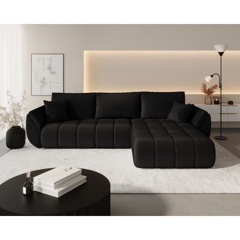 Ecksofa Schlafsofa MISATO Stoff Monolith Grafit Ottomane Rechts