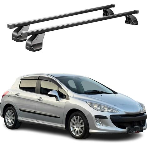 OMAC Barres de toit transversales en acier pour Peugeot 308 I 2007-2013 – Antivol inclus – Testées City Crash – DIN 75302:2019 – ISO/PAS 11154:2006 – Charge max 75 kg Noir