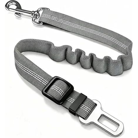 Ceinture de sécurité pour Chien, 1 pièce, élastique et Antichoc, réglable 50-85cm, Gris (1/5)