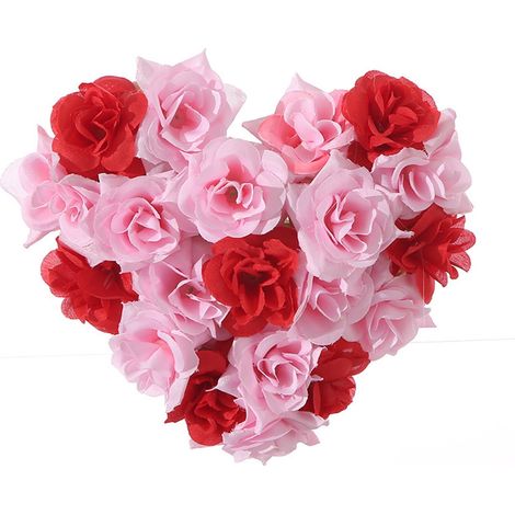 Guirlande Murale En Forme De Cœur - Rose Artificielle En Polyester - Décoration Intérieure Pour Saint-Valentin Mariage Et Occasions Romantiques - 1 Pièce (1/5)