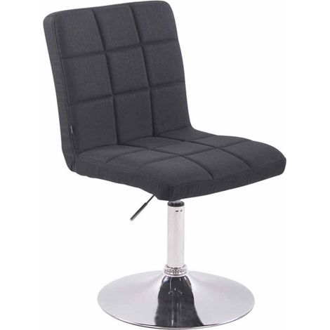 Silla de comedor x1 giratoria regulable en altura costuras cuadradas tela negra y base de metal cromado 100008490 (1/5)