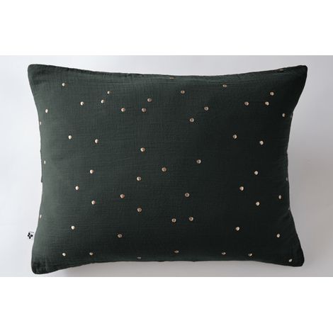 Taie d'oreiller Pois Doré Déco "Gaïa Chic" 60 x 60 cm & 50 x 70 cm "Gaze de Coton" l'Effet Papillon - Gaia Chic Sapin - Taie d'oreiller 50 x 70 cm