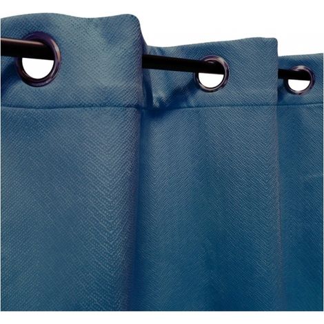 Rideau isolant thermique à œillets, 140x240cm velours frappé indigo - prêt à accrocher, Atout Ciel (1/5)