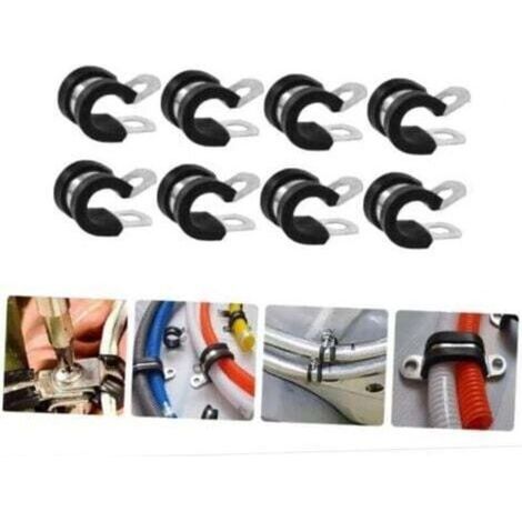 Colliers de fixation de tubes P-Clips de serrage avec insert en caoutchouc choix: Ø 50mm / Band 15mm, 8 Pièces (1/5)