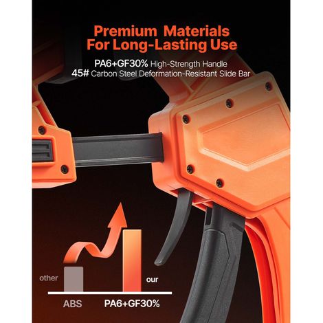 Serre-joints bois 2 pcs 30,48 cm une main serre-écarteur F quick grip 154 kg, plastique renforcé acier carbone, bricolage métal, orange noir (1/5)