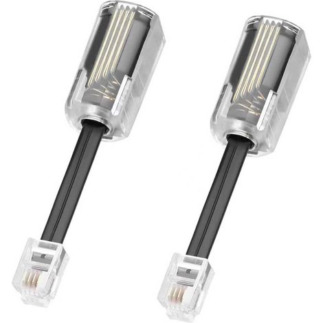 Lot de 2 Démêloirs pour Câble Téléphonique, Rotatifs à 360°, Transparents, RJ9 4P4C, Anti-Nœuds, pour Combiné Téléphonique de Bureau ou Fixe, Noir, 70 mm