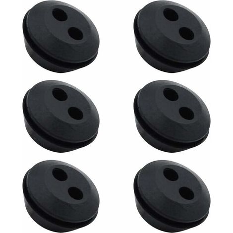 Lot de 6 Bouchons de Tuyau de Carburant - Joint de Réservoir - Caoutchouc - 2 Trous - Passe durite - Accessoires pour Débroussailleuse