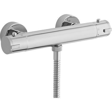 Contemporary Round Minimalist Thermostatic Shower Bar Valve (1 Outlet) - Chrome - Balterley