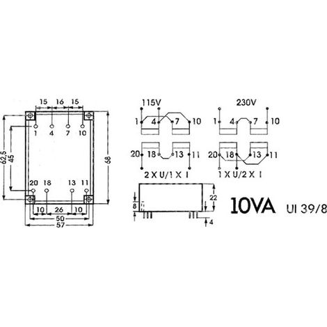 Transformateur Bas Profil 10va 2 X 24v / 2 X 0 208a (1/2)