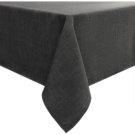 Tischdecke Leinenoptik 130x160 cm Dunkelgrau Rechteckig Pflegeleicht Lotuseffekt