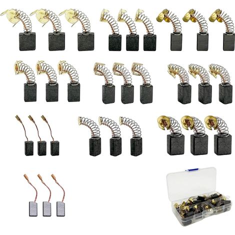 Set de 30 Balais de Charbon pour Moteurs Électriques, 10 Tailles Différentes, Compatible avec Perceuses, Meuleuses, Scies Circulaires - Accessoires Universels pour Outils Électriques (1/5)