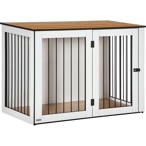 Gabbia cane, per cani grandi, indoor, 106x60x76 cm, quercia+bianco - IROVAMI