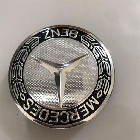 Cache-moyeu de roue 75mm compatible Mercedes-Benz toutes séries – Centre de jante voiture, capuchon moyeu roue, accessoire jante auto en plastique, remplacement cache moyeu, lot 4 pièces – Noir (1/2)
