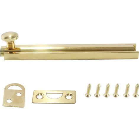 Serrure de porte invisible dorée - Serrure à boulon simple en acier inoxydable - Pour chambre, serrure de fenêtre longueur 100 mm, longueur de voyage 25 mm (1/5)