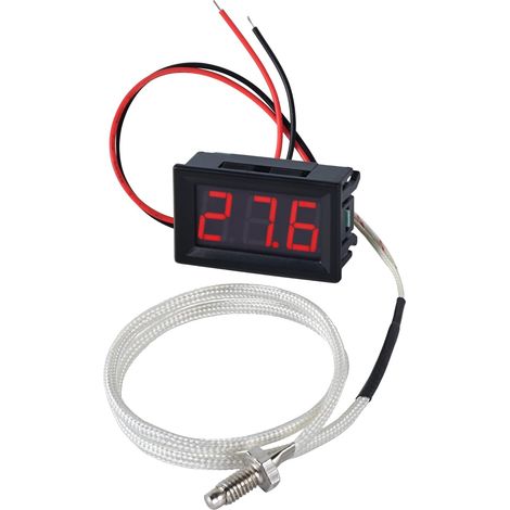 12V Thermomètre Numérique avec Sonde Thermocouple de Type-K, Étanche LED Thermomètre Thermocouple, Haute Température -30-800℃ Mètre pour Industriel Aquarium, Rouge (1/5)