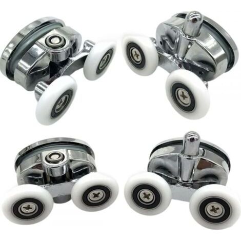 Set di 4 rotelle per porta doccia - Due ruote - Ovali - Forma a farfalla (23 mm)