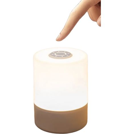 Lampe de Chevet Tactile, Chaude Veilleuse Adulte Sans Fil avec 3 Modes, Variation d'intensité en Continu, pour Chambre, Salon (1/5)