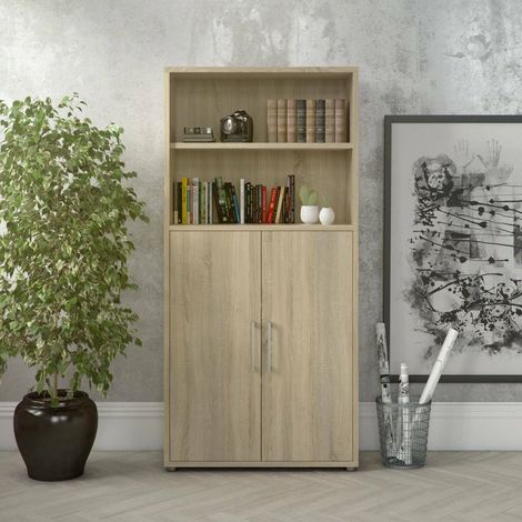 Dmora - Credenza Saotome, Buffet da soggiorno, Madia da salotto, Dispensa da cucina, 89x40 h186 cm, Quercia (1/5)