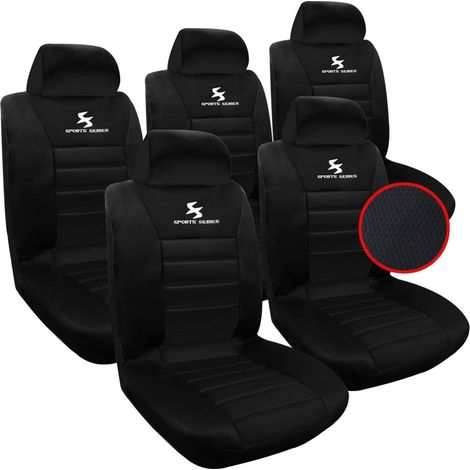 Woltu – Housse de siège auto universelle noire 5 pièces – 100% polyester respirant – Installation facile – AS72545