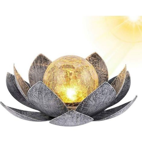 2 Lampes Solaires Lotus, Éclairage LED Flottant, Boule Verre Craquelé, Décor Jardin Piscine Mariage (1/4)