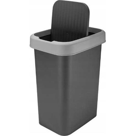 Kippbarer Abfallbehälter mit Hebeklappe, 25 l, für Hausmüll, grau, 1 Stück. (1/3)