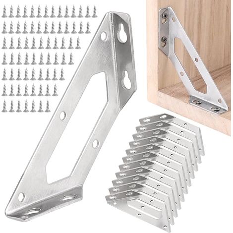 Stainless Steel Corner Connector 145 x 45 x 18 mm Triangular Shape Bracket Furniture Connector Fixing Bracket Shelves Cabinets Tables Wooden Chairs (1/5)