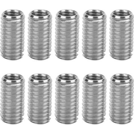 Lot de 10 inserts filetés mâle femelle en acier inoxydable Filetage M6x1,0 mm et M8x1,25 mm Outil de réparation pour filetage endommagé (1/5)