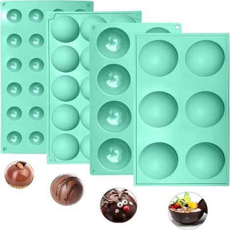 Molde hemisférico de silicona multiusos para hornear (ideal para chocolate, pasteles, gelatina, etc.) Verde (1/5)