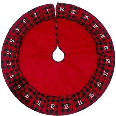 [NEVER USED] 92cm Grinch Christmas Tree Skirt, Christmas Calendar, Countdown, Gift Bag, Christmas Tree Pendant Decoration, Red and Black Grid