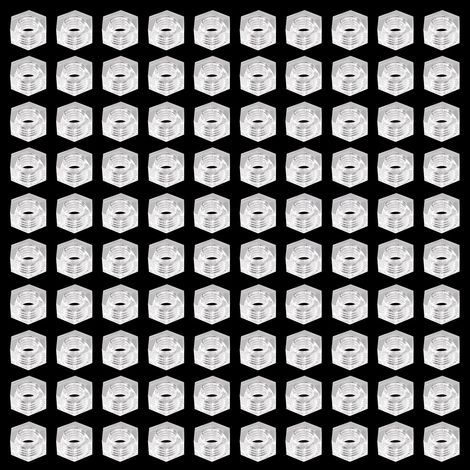 100 Stück M3-Sechskantmuttern aus Nylon, Kunststoff-Sechskantmuttern, transparent (1/5)