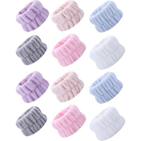 Pack of 12 absorbent face and wrist wash towels for women, for sports bracelets and headbands (1/5)