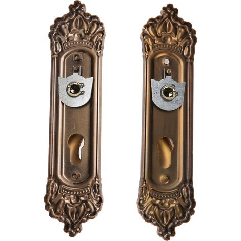 Poignée de porte intérieure rétro en aluminium silencieux avec cylindre et 3 clés pour chambre salle de bain (1/4)