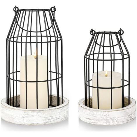 Lot de 2 chandelier pour intérieur ou extérieur - Style rustique - Pour cheminée, cheminée, cheminée, entrée, salon, cuisine, salle à manger,gris (1/5)