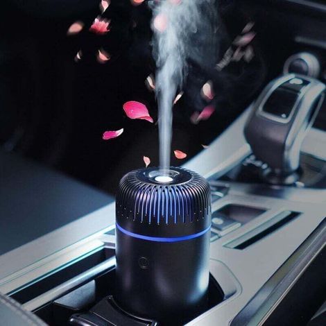Diffuseur USB pour voiture, humidificateur, aromathérapie, huiles essentielles, assainisseur d'air, mini diffuseur USB portable de brume fraîche pour voiture, maison, bureau, chambre (noir) XXW (1/4)