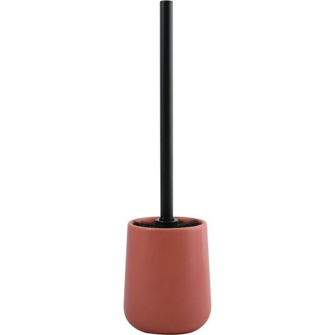 Brosse WC avec Support - 1 Unité - Céramique et Silicone - Nettoyage Hygiénique - Salle de Bain Moderne - Terracotta Mat (1/5)
