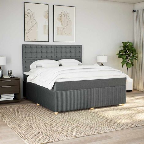 Boxspringbett mit Matratze Dunkelgrau 180x200 cm Stoff vidaXL (1/5)