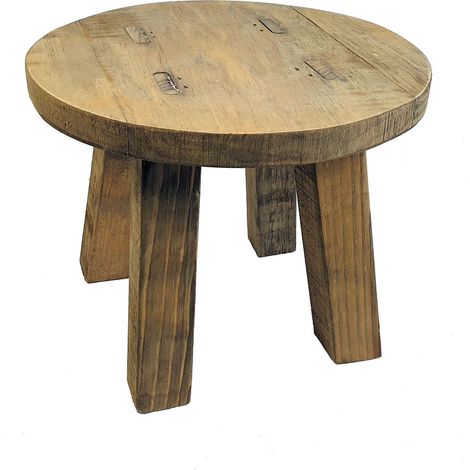Echtholz Blumenhocker rund natur - 25 x 20 cm - Deko Pflanzen und Blumen Hocker aus Holz
