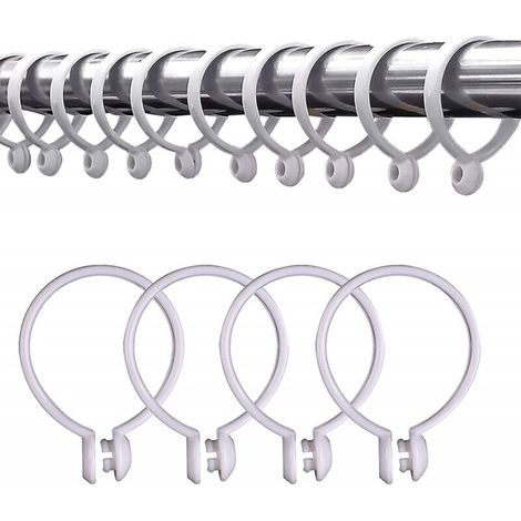 Paquet de 100 anneaux de rideau de douche en plastique blanc de 38 mm (1/5)