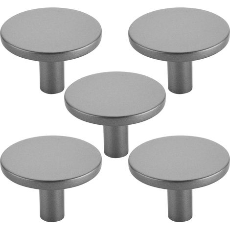 SOTECH Möbelknopf Schubladenknopf SW169 Ø 40mm Höhe 27 mm Schrankknopf aus Metall Titanoptik, 5 Stück