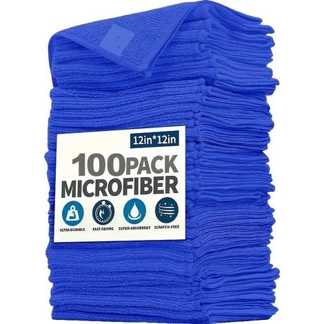 Panni in microfibra, ad alta assorbenza, senza pelucchi, 100 pezzi, fibra superfine (1/2)