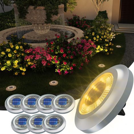 Outdoor Solar Light, 8 LED 6000K Solar Ground Lights, IP65 Waterproof Garden Light, Outdoor Solar Spotlight for Path, Patio, Yard, Lawn, Stairs, Pool (1/5)