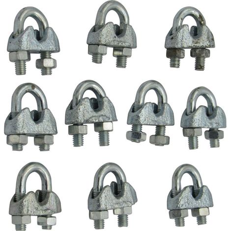 11MM Wire Rope Grips x10 - DIN741 Galvanised Commercial Bulldog Clamp (1/5)
