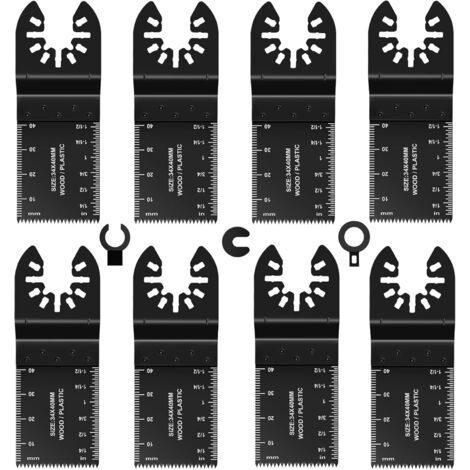 8 - Oszillierendes Sägeblatt - Zubehör für Multifunktionswerkzeuge - Schneidet Holz, Kunststoff und Metall - Kompatibel mit Fein, Ryobi und Milwaukee - Kohlenstoffstahl - Silber (1/5)