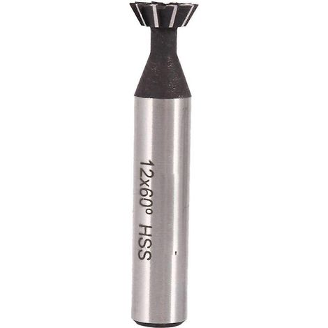 Schwalbenschwanzfräser, 12 mm Durchmesser, 60°-Schnitt, HSS-Doppelschneidfräser, Holzbearbeitungsfräser